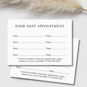 Carte De Rendez-vous Simple Elegant Black White Beauté