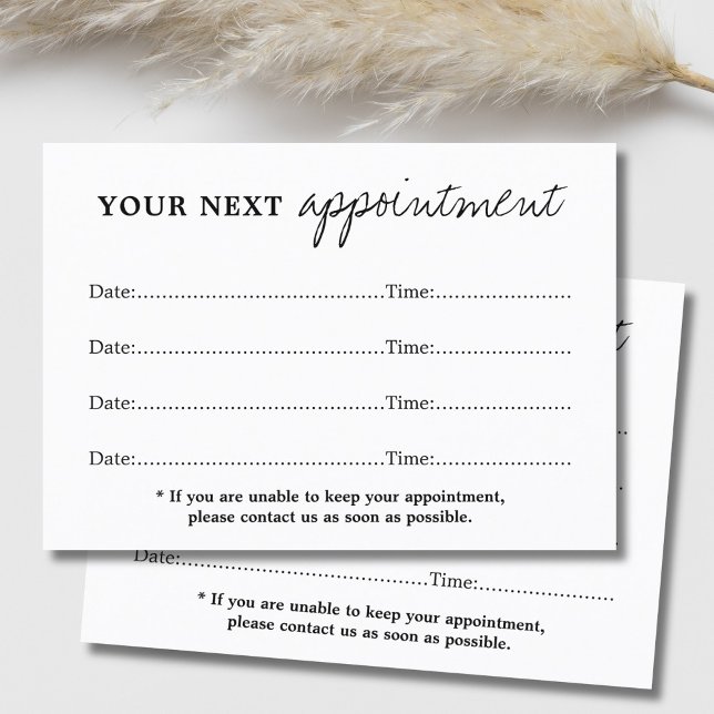 Carte De Rendez-vous Simple Elegant Black White Beauté (Créateur téléchargé)