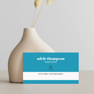 Carte De Rendez-vous Simple Elegant Bleu Ciseaux Blancs Liste de cheveu