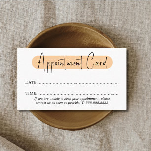 Carte De Rendez-vous Simple Élégant Élégant Salon Blanc de Pêche