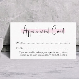 Carte De Rendez-vous Simple Élégant Salon Blanc Rose