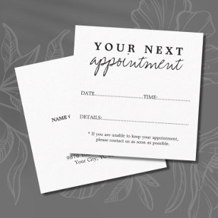 Carte De Rendez-vous Simple Élégant Salon de Beauté Noir et Blanc