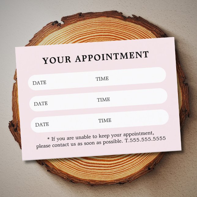 Carte De Rendez-vous Simple Élégant Salon de Beauté Rose Blanche (Créateur téléchargé)