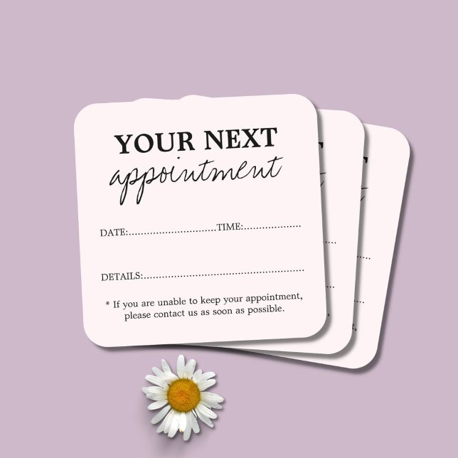 Carte De Rendez-vous Simple Élégant Salon de Beauté Rose Clair (Créateur téléchargé)