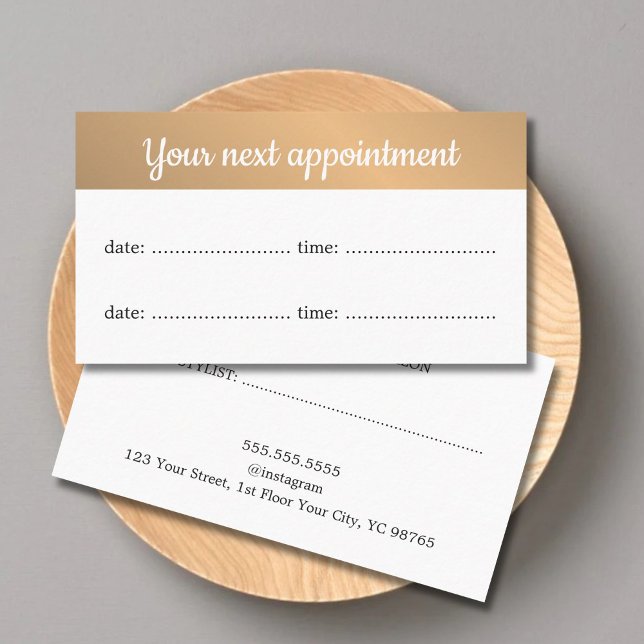 Carte de rendez-vous simple élégante en or blanc (Créateur téléchargé)