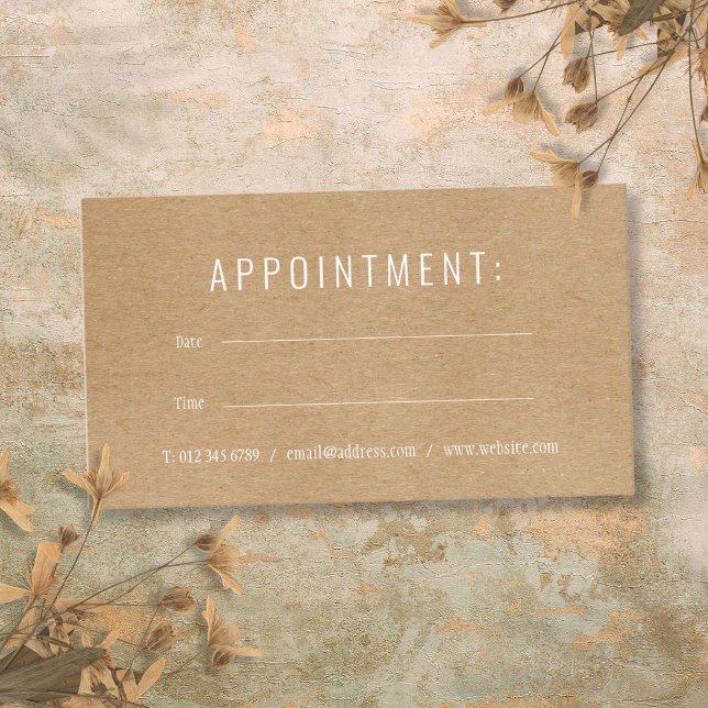 Carte de rendez-vous simple moderne rustique Kraft (Simple Modern Rustic Kraft Appointment Card)
