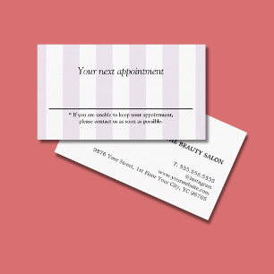 Carte De Rendez-vous Simple Pastel White Stripes Salon De Beauté