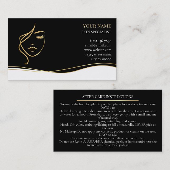 Carte De Rendez-vous Skincare & Beauty After care Card (Devant / Derrière)