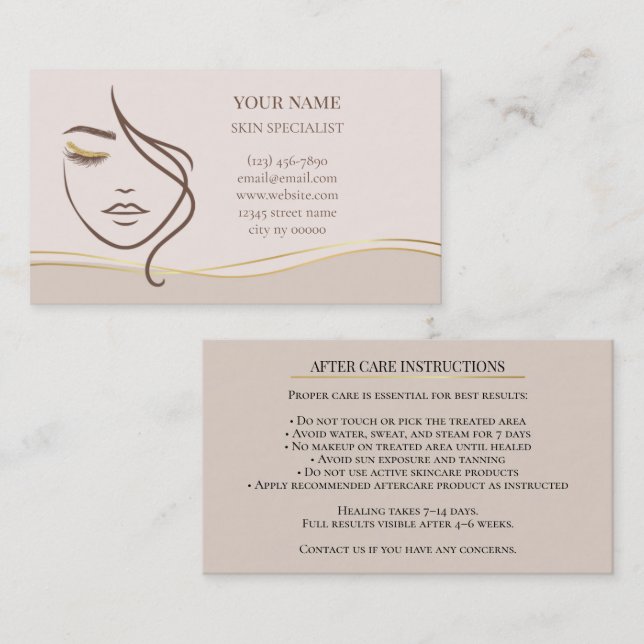 Carte De Rendez-vous Skincare & Beauty After care Card (Devant / Derrière)