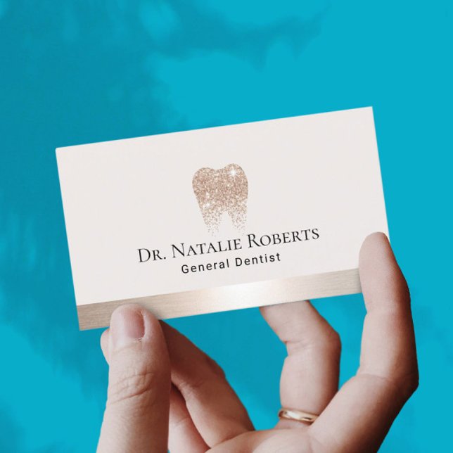 Carte De Rendez-vous Soins dentaires Élégant Gold Tooth Logo dentiste (Créateur téléchargé)