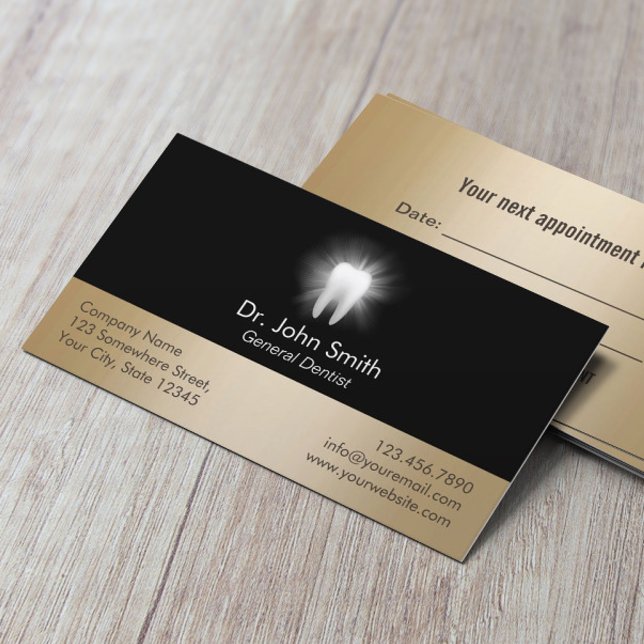 Carte De Rendez-vous Soins dentaires Noir & Or Dents Glowoth Rendez vou (Créateur téléchargé)