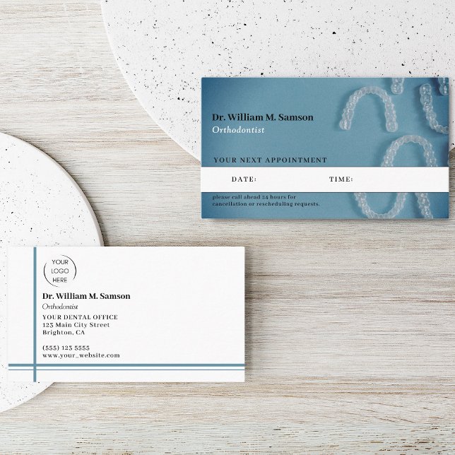 Carte De Rendez-vous Soins dentaires Orthodontiste moderne invisible go (dental care dentist blue professional appointment card)