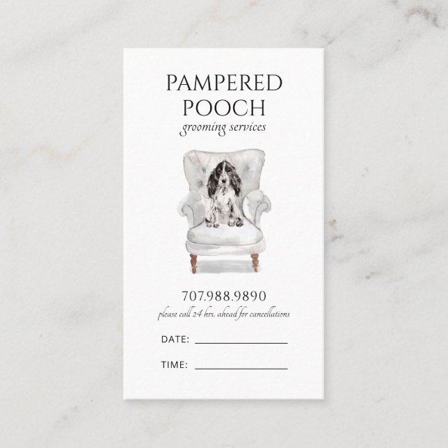 Carte De Rendez-vous Spa de chien de poche choyé Grosse (Devant)