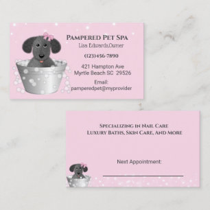 Carte de rendez-vous Spa de chien de taille rose