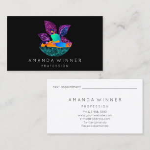 Carte De Rendez-vous Spa de massage Wellness Custom Logo Lotus Black