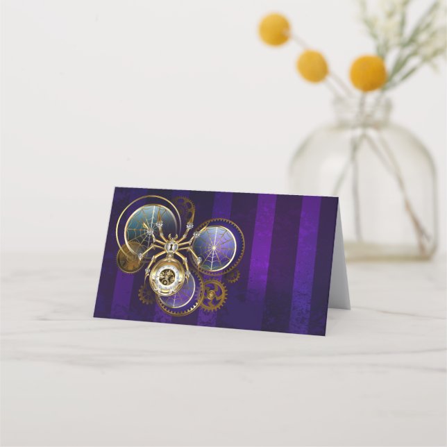Carte De Rendez-vous Spider Steampunk sur Arrière - plan pourpre (Devant)