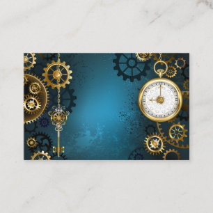 Carte De Rendez-vous Steampunk Arrière - plan turquoise avec Gears