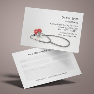 Carte De Rendez-vous Stéthoscope avec cœur avec section de notes Médica