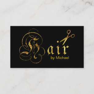 Carte De Rendez-vous Styliste de cheveux Ciseaux d'or Script Rendez-vou