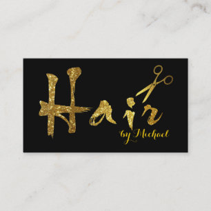 Carte De Rendez-vous Styliste de cheveux Ciseaux d'or Script Rendez-vou