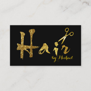 Carte De Rendez-vous Styliste de cheveux Gold Ciseaux Script Rendez-vou
