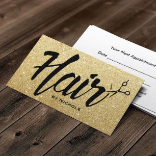 Carte De Rendez-vous Styliste de cheveux Script Chic Gold Parties scint