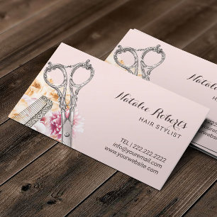 Carte De Rendez-vous Styliste De Cheveux Vintage Floral Blush Pink Rend