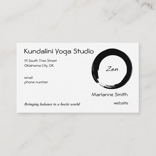 Carte De Rendez-vous Symbole d'Enso avec le symbole de zen (Devant)