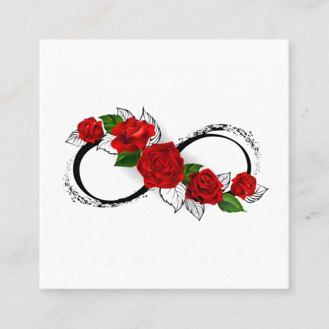 Carte De Rendez-vous Symbole d'infini avec les roses rouges (Devant)