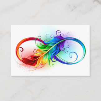 Carte De Rendez-vous Symbole d'infini avec plume arc-en-ciel