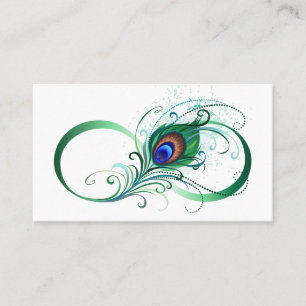 Carte De Rendez-vous Symbole d'infini avec plume de paon