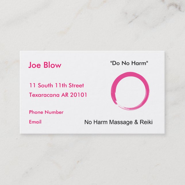 Carte De Rendez-vous Symbole Hot Pink Enso (Devant)