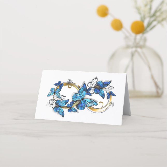 Carte De Rendez-vous Symbole infini de papillons Morpho bleus (Devant)