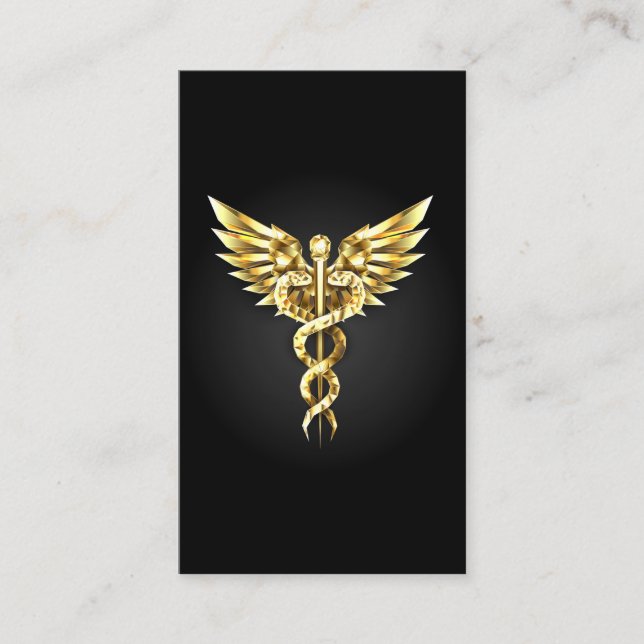 Carte De Rendez-vous Symbole Polygonal Or Caduceus (Devant)