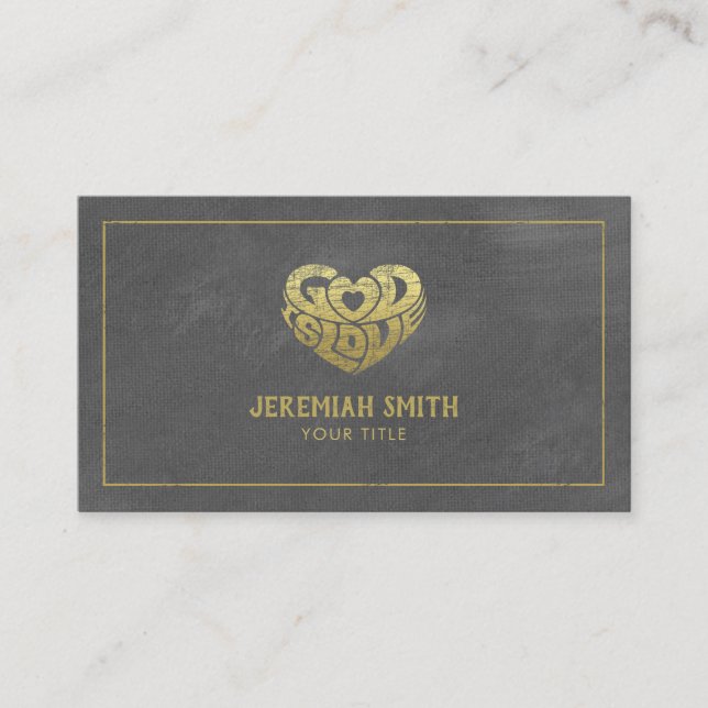 Carte De Rendez-vous Toile gris Dieu est amour Église chrétienne Pasteu (Devant)