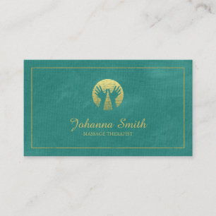 Carte De Rendez-vous Toile Turquois, Cadre Or, Massage des mains