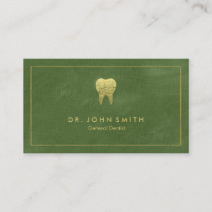 Carte De Rendez-vous Toile verte Cadre doré & dent - Dentiste