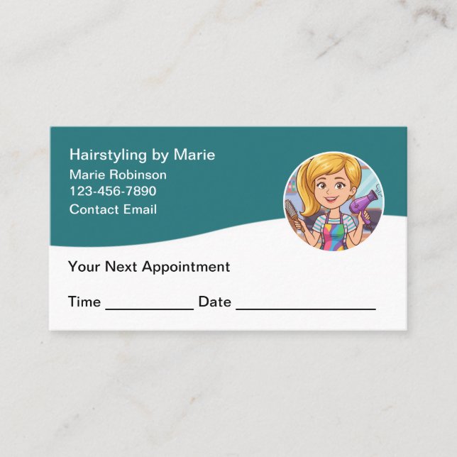 Carte De Rendez-vous Trendy Hairstylist Appointment Cards (Devant)