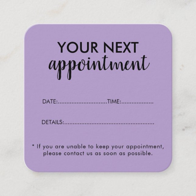 Carte De Rendez-vous Trendy Modern Salon Appointment Reminder Card (Devant)