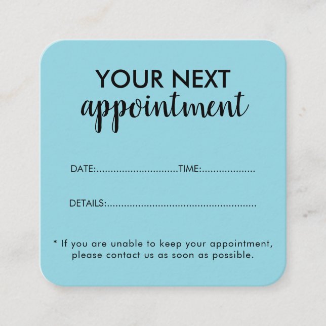 Carte De Rendez-vous Trendy Modern Salon Appointment Reminder Card (Devant)