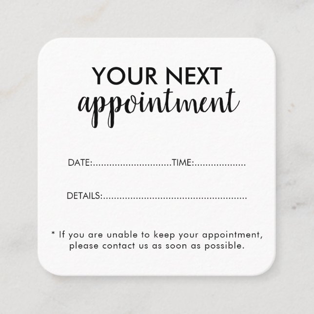 Carte De Rendez-vous Trendy Modern Salon Appointment Reminder Card (Devant)