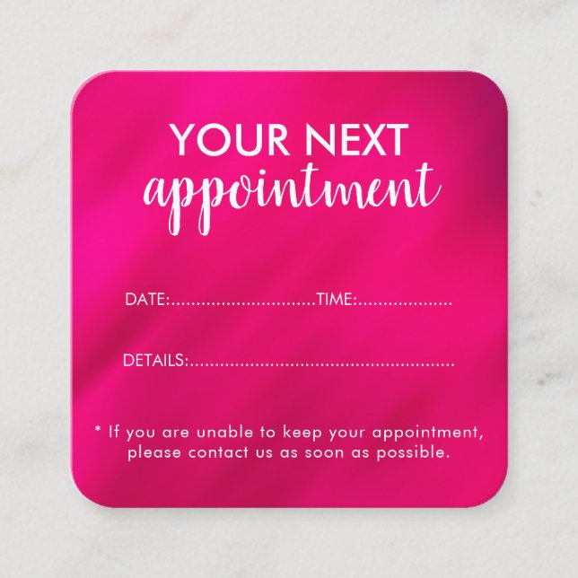 Carte De Rendez-vous Trendy Modern Salon Appointment Reminder Card (Devant)