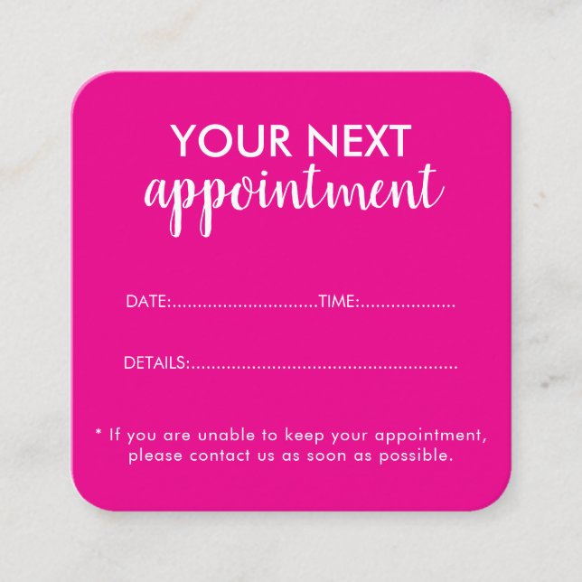 Carte De Rendez-vous Trendy Modern Salon Appointment Reminder Card (Devant)