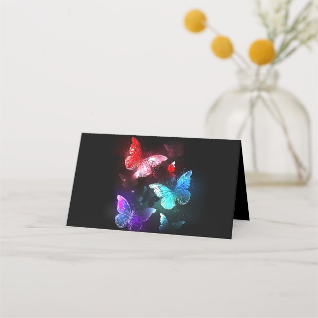 Carte De Rendez-vous Trois papillons brillants sur l'arrière - plan de  (Devant)