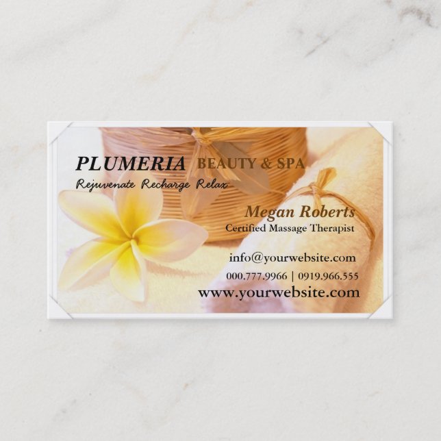 Carte De Rendez-vous Tropic White Plumeria Spa Soins de la peau Salon d (Devant)