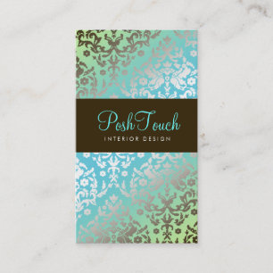 Carte De Rendez-vous Turquoise et chaux de damassé de l'éblouissement