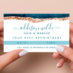 Carte de rendez-vous turquoise et or Aquarelle