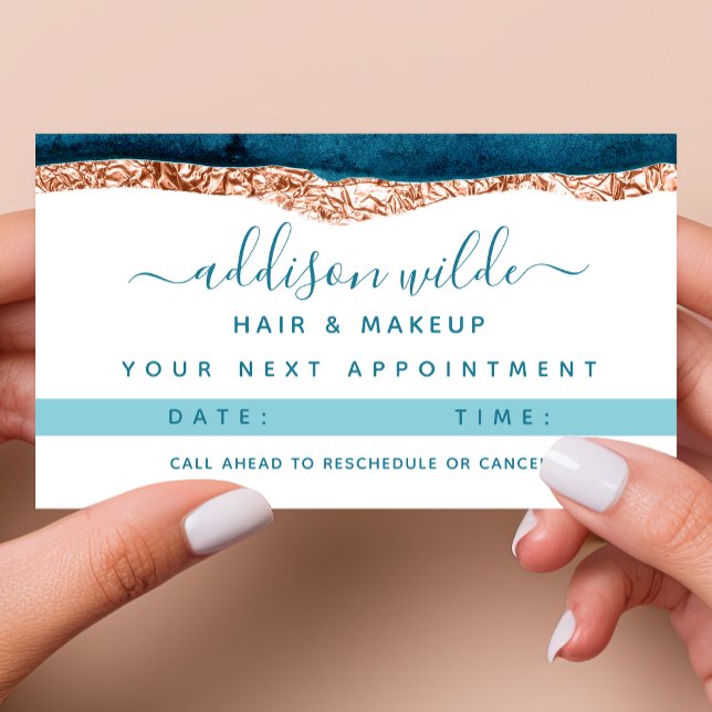Carte de rendez-vous turquoise et or Aquarelle (Créateur téléchargé)