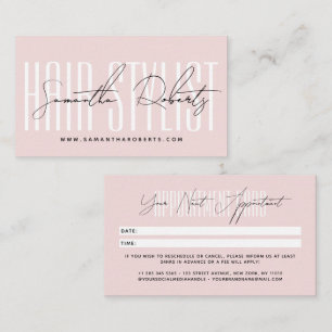 Carte De Rendez-vous Typographie de script de coiffeur moderne rose blu