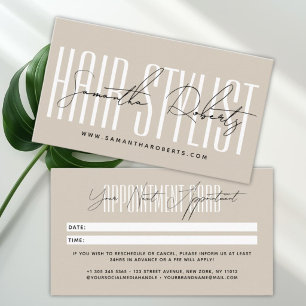 Carte De Rendez-vous Typographie de script de styliste de cheveux moder